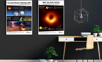 Perimeter's two free posters celebrating the first image of a black hole by the Event Horizon Telescope.
