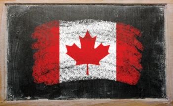 Canadian flag drawn on a blackboard